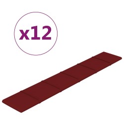 Panneaux muraux 12 pcs Rouge bordeaux 90x15 cm Tissu 1,62 m² 