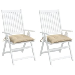 Coussins de chaise lot de 2 beige 40x40x7 cm tissu oxford 