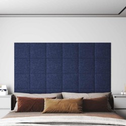 Panneaux muraux 12 pcs Bleu 30x30 cm Tissu 1,08 m² 