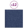 Panneaux muraux 12 pcs Bleu 30x30 cm Tissu 1,08 m² 