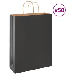 Sacs en papier 50 pcs avec poignées noir 32x12x42 cm 