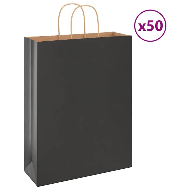Sacs en papier 50 pcs avec poignées noir 32x12x42 cm 