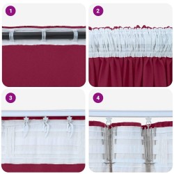 Rideaux en velours 2 pcs avec œillets, rouge vin, 140 x 140 cm 