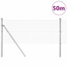 Clôture en fil soudé avec 13 poteaux 0.5x50 m Acier galvanisé 