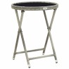 Ensemble de Bistro de Jardin 3 Pièces avec Coussins Gris en Rattan Poly 