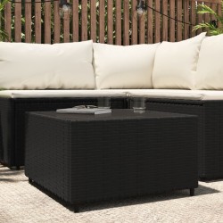 Table basse de jardin Carré Noir 50x50x30 cm Résine tressée 