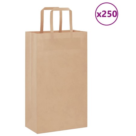 Sacs en papier 250 pcs avec poignées marron 21x11x36 cm 
