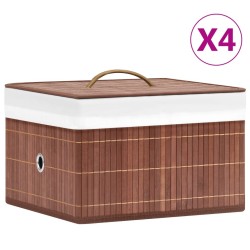 Boîtes de rangement en bambou 4 pcs Marron 