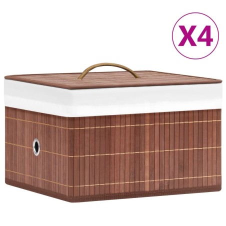 Boîtes de rangement en bambou 4 pcs Marron 