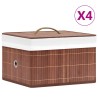 Boîtes de rangement en bambou 4 pcs Marron 