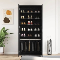 Meuble à chaussures Chêne Noir 80x39x180 cm Bois Reconstitué 