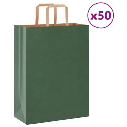 Sacs en papier 50 pcs avec poignées vert 26x12x35 cm 