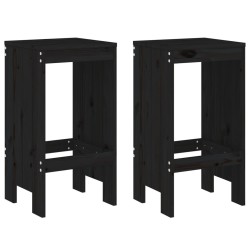 Tabourets de bar lot de 2 noir 40x36x75 cm bois massif de pin 