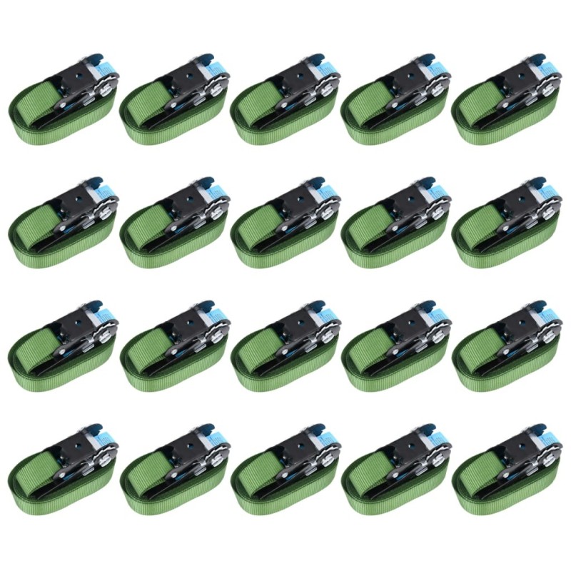 Sangles d’arrimage à cliquet 20 pcs 800 daN 6 m Vert Sangles d’arrimage à cliquet 20 pcs 800 daN 6 m Vert