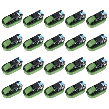 Sangles d’arrimage à cliquet 20 pcs 800 daN 6 m Vert 