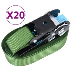 Sangles d’arrimage à cliquet 20 pcs 800 daN 6 m Vert 