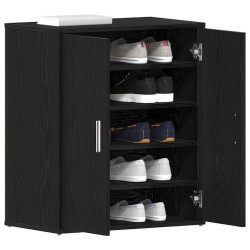 Armoire à chaussures en chêne noir 60x35x70 cm en bois d'ingénierie 