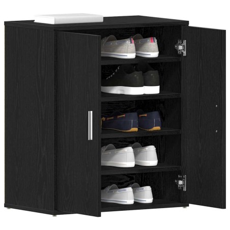 Armoire à chaussures en chêne noir 60x35x70 cm en bois d'ingénierie 