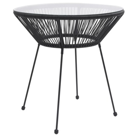 Table à manger de jardin Noir Ø70x74 cm Rotin et verre 