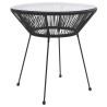 Table à manger de jardin Noir Ø70x74 cm Rotin et verre 