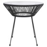 Table à manger de jardin Noir Ø70x74 cm Rotin et verre 