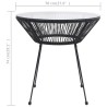 Table à manger de jardin Noir Ø70x74 cm Rotin et verre 
