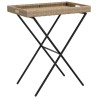 Table à plateau pliable beige 65x40x75 cm résine tressée 