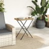 Table à plateau pliable beige 65x40x75 cm résine tressée 