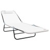 Chaises longues pliantes 2 pcs avec repose-tête crème Textilène 