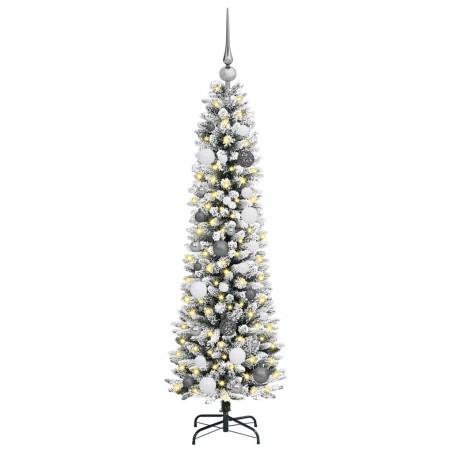 Sapin de Noël mince Blanc 150 cm PVC 