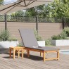Chaise longue avec coussins gris clair en bois massif d'acacia 