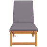 Chaise longue avec coussins gris clair en bois massif d'acacia 