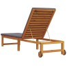 Chaise longue avec coussins gris clair en bois massif d'acacia 