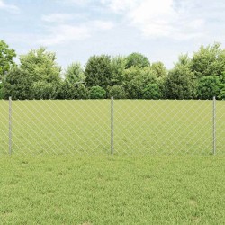 Clôture à maillons avec 10 poteaux en U Argent 0.6x10 m Acier 