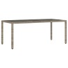 Table de jardin dessus en verre Gris 190x90x75cm Résine tressée 