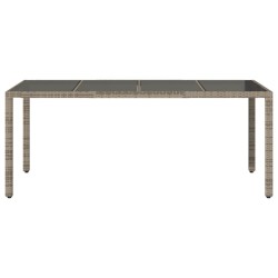 Table de jardin dessus en verre Gris 190x90x75cm Résine tressée 