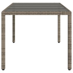 Table de jardin dessus en verre Gris 190x90x75cm Résine tressée 