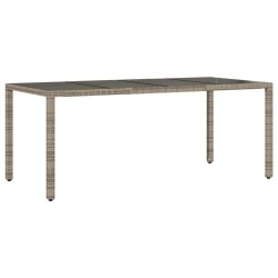 Table de jardin dessus en verre Gris 190x90x75cm Résine tressée 
