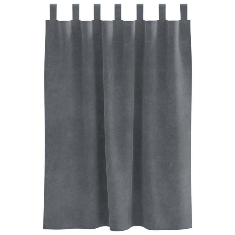 Rideaux occultants avec boucles de suspension 2 pcs Velours gris clair super léger 