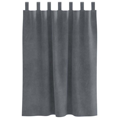Rideaux occultants avec boucles de suspension 2 pcs Velours gris clair super léger 