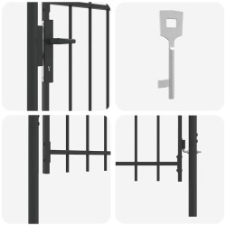 Porte de Clôture Gris 100 x 100 cm Acier revêtu de poudre 