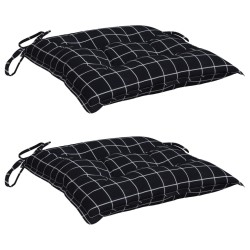 Coussins de chaise lot de 2 carreaux noir 40x40x7 cm tissu 