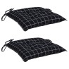Coussins de chaise lot de 2 carreaux noir 40x40x7 cm tissu 