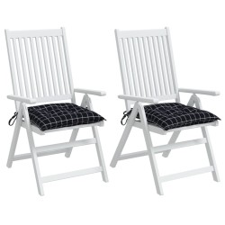 Coussins de chaise lot de 2 carreaux noir 40x40x7 cm tissu 