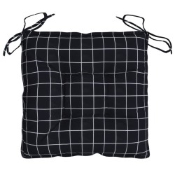 Coussins de chaise lot de 2 carreaux noir 40x40x7 cm tissu 