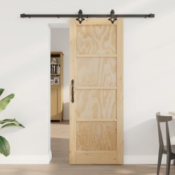 Porte coulissante avec quincaillerie 73,5x198,5 cm en bois massif de pin 
