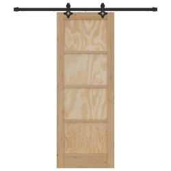 Porte coulissante avec quincaillerie 73,5x198,5 cm en bois massif de pin 