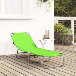 Chaise longue pliante portable verte 600D en tissu Oxford 