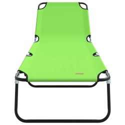 Chaise longue pliante portable verte 600D en tissu Oxford 