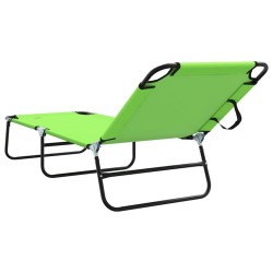 Chaise longue pliante portable verte 600D en tissu Oxford 